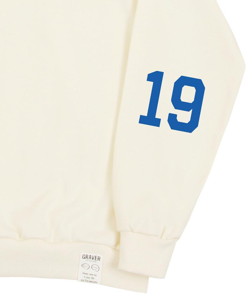 GRAVER [Unisex] Elbow 1968 Logo Sweatshirt_Cream