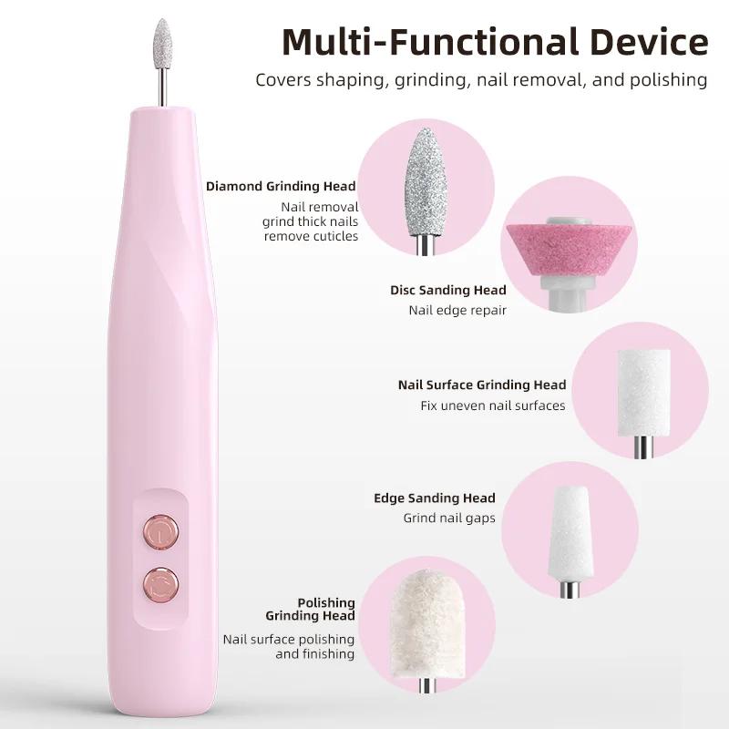 Multi-Set Electric Nail File Set Portable Nail & Foot Care Grinder, Polisher & Callus Remover Suitable for Fingernails & Toenail