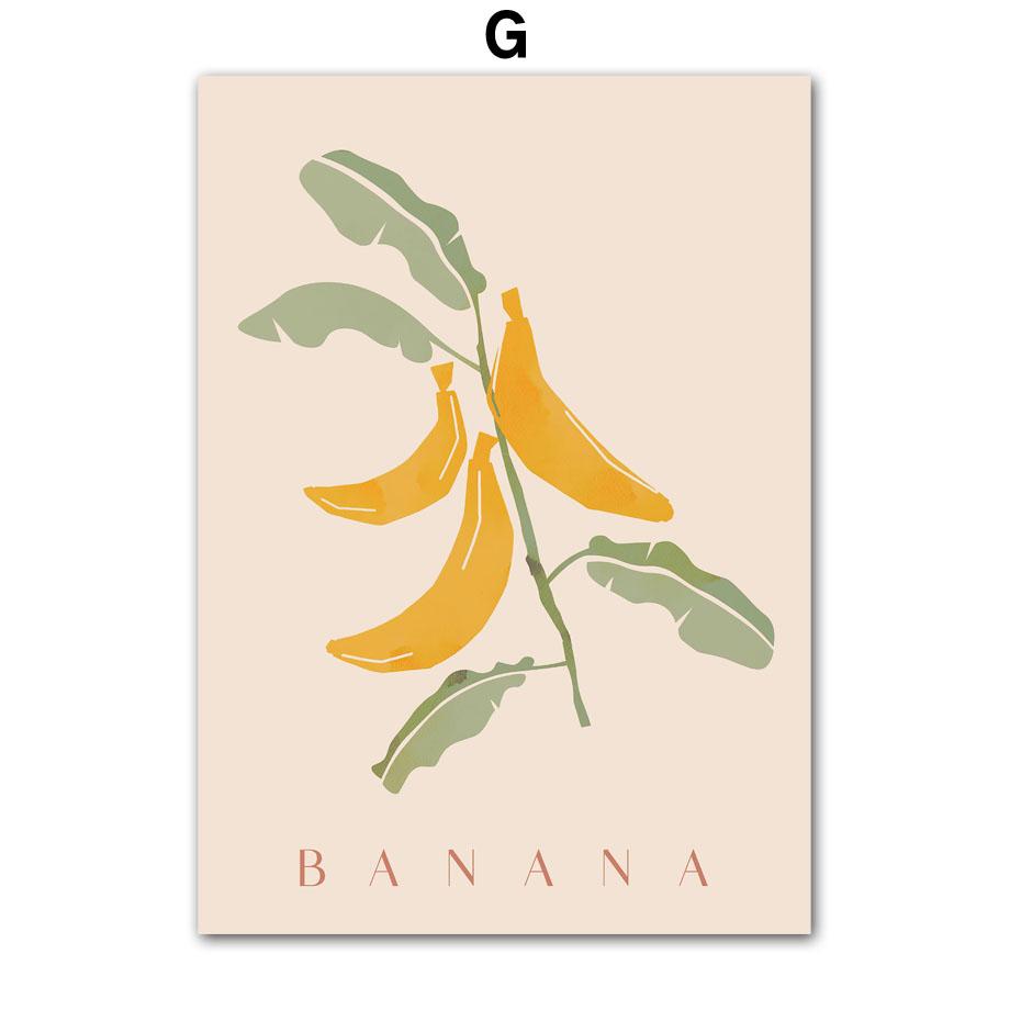 Grapefruit Raspberry Cherry Banana Lemon Posters And Prints Canvas Painting Nordic Wall Art Pictures For Kitchen Room Decor