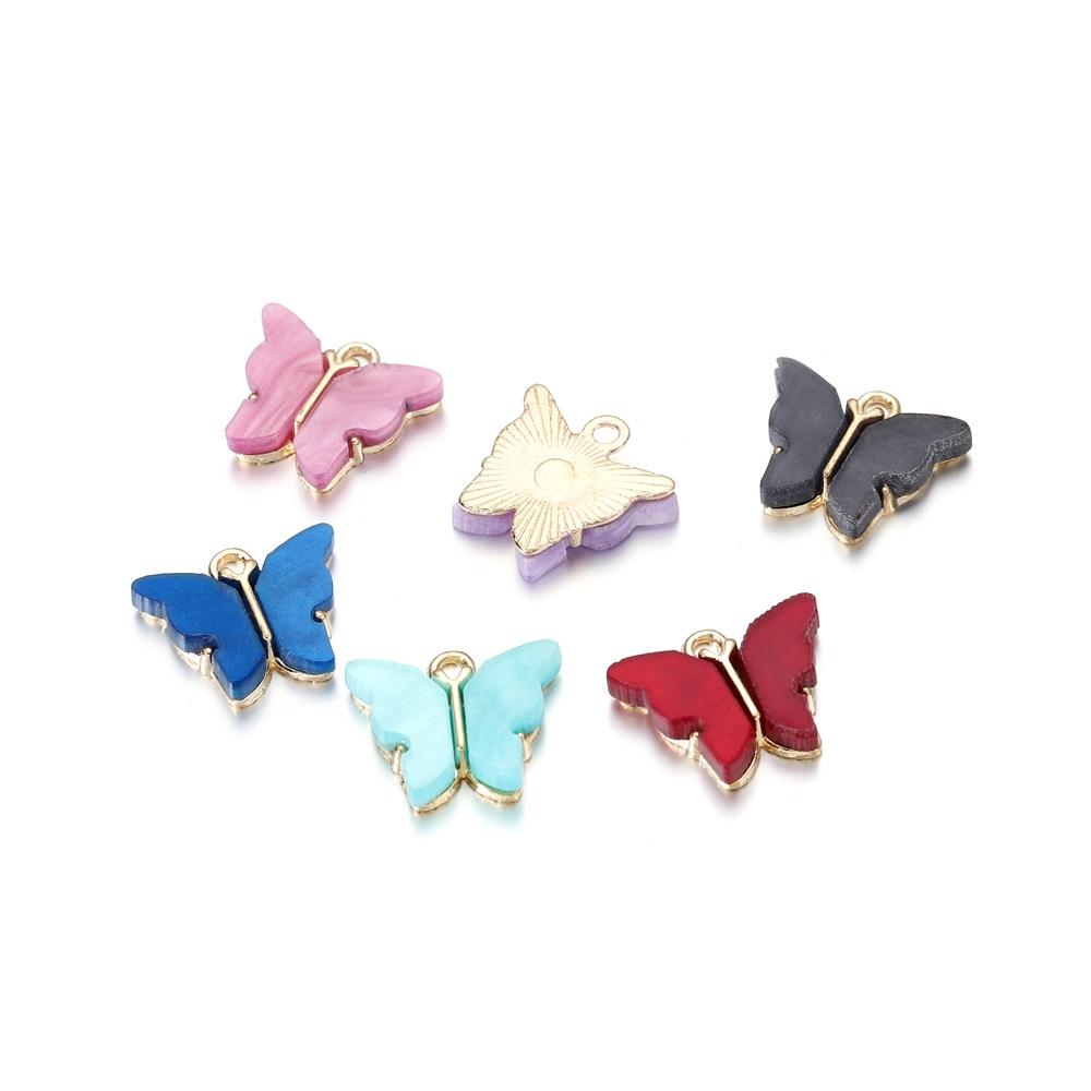 10pcs/lot Colorful Resin Butterfly Charms Pendant Enamel Metal Small Charms Necklace Bracelet For DIY Jewelry Making Accessories