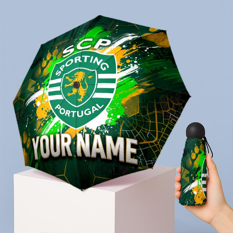Sporting CP Manual Five Fold 8 Rib Umbrella Support Custom Text, Lightweight Travel Umbrella