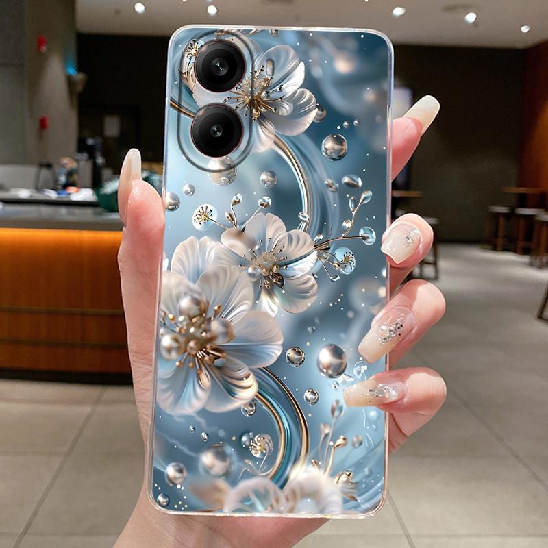 Cover For Xiaomi Poco X7 Pro Case 5G Shockproof Clear Luxury Aesthetic Fashion Butterfly Flower Casing Soft Silicone TPU Bumper