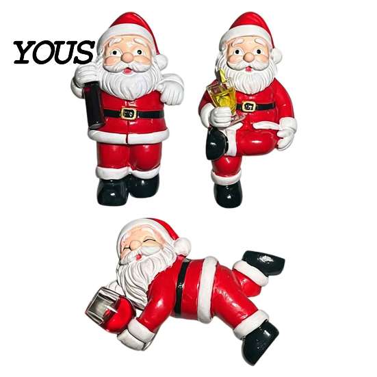 Miniature Flower Pots 3PCS Mini Santa Claus Resin Ornaments, Cute Desktop Figurines, Weather Resistant Yard Art Christmas Decorative Accents