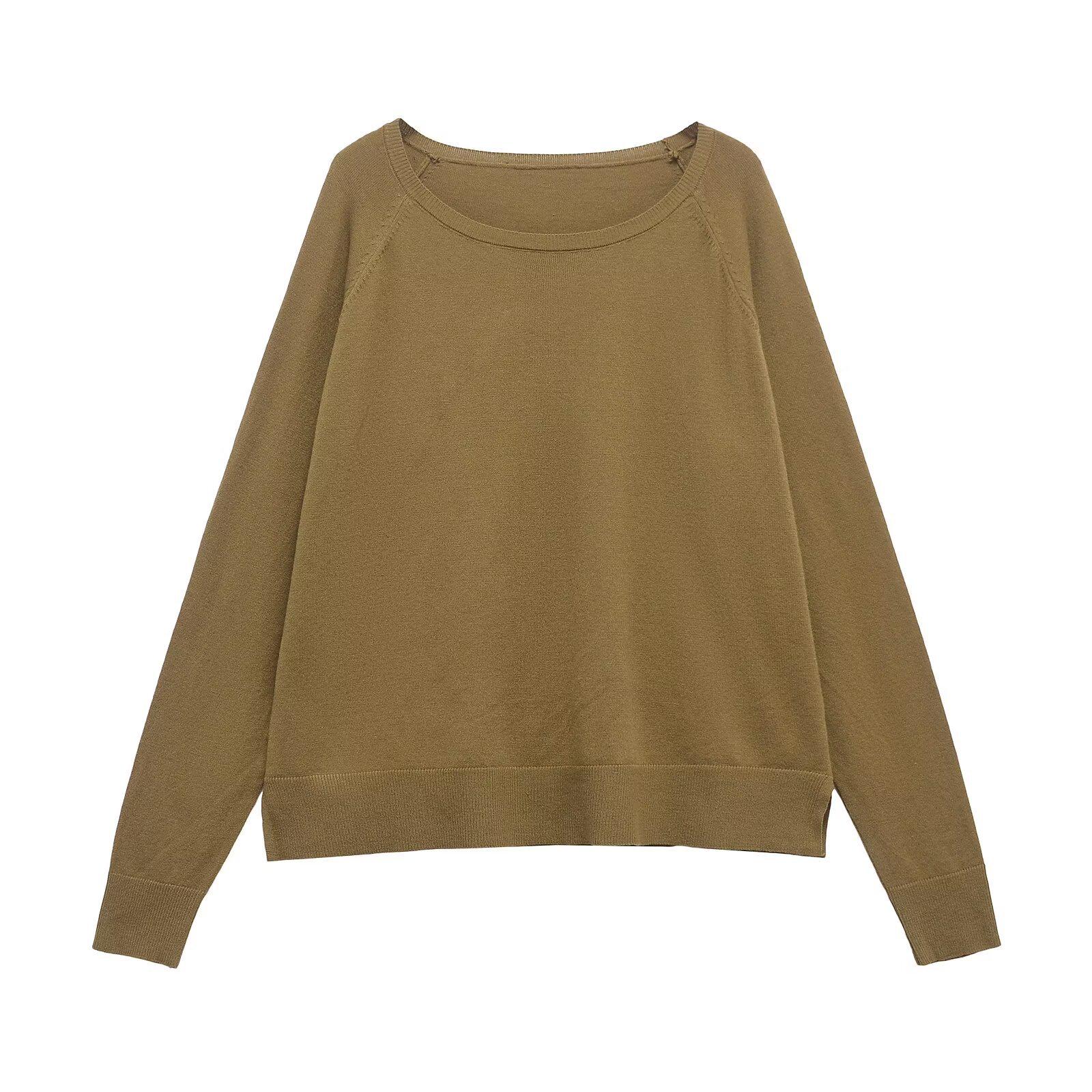 

Весна 2025 Женский базовый свитер тонкой вязки S коричневый