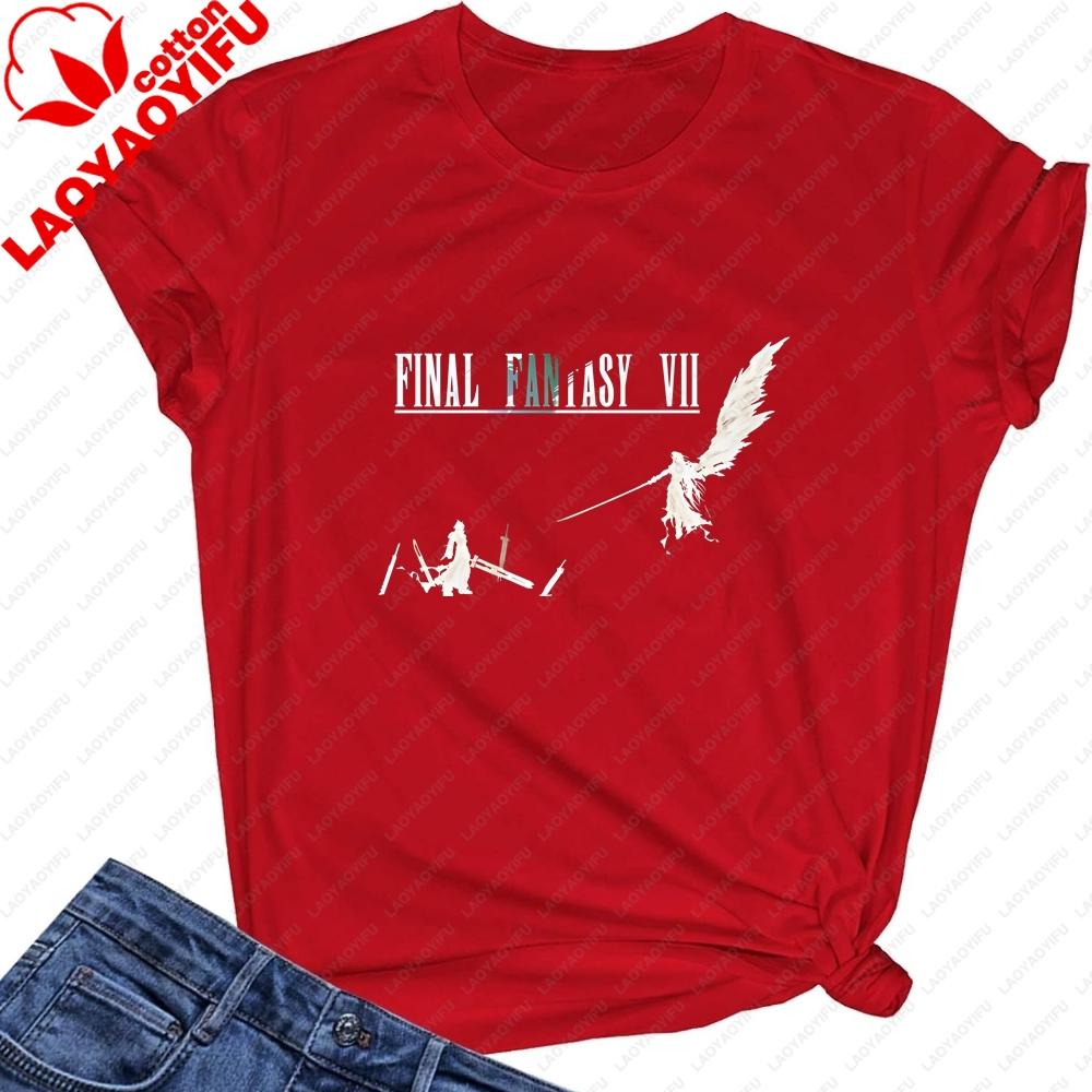 New Final Fantasy VII Fashion Streetwear Cotton Shortsleeved Unisex Pullover with Patterned Design Tshirt