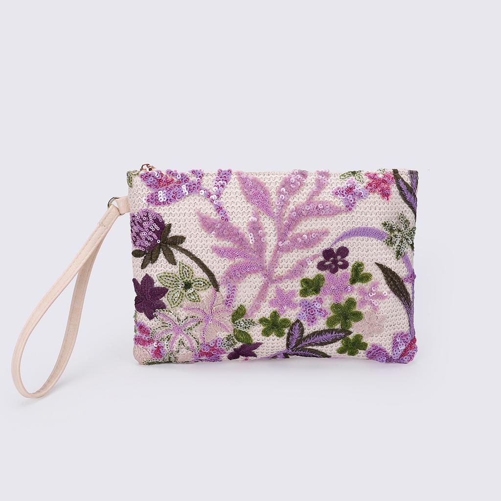 High-end Sequined Woven Dinner Bag New Embroidery Clutch Bag Summer Niche Straw Woven Bag Fashion Women's Envelope Bag