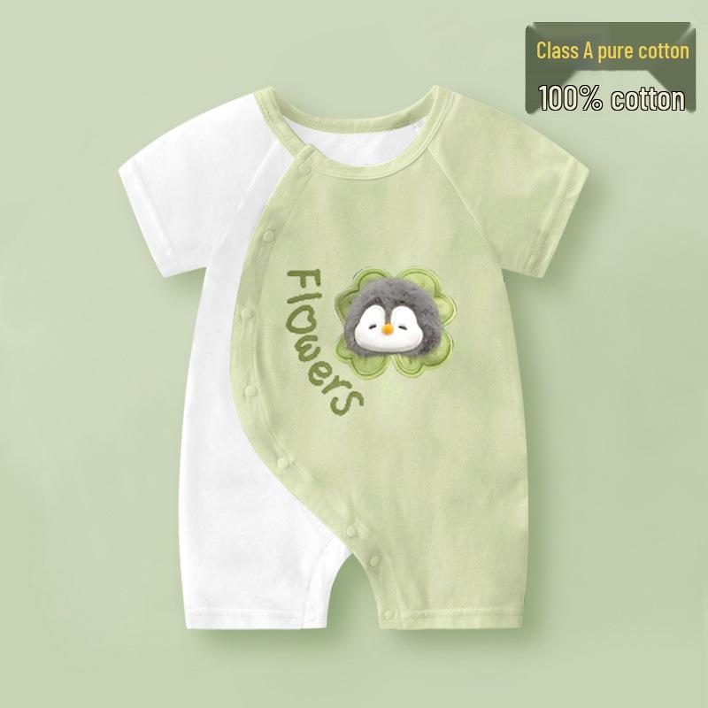 Summer Short Sleeve Pure Cotton Baby Romper - Infant Cartoon Crawling Bodysuit