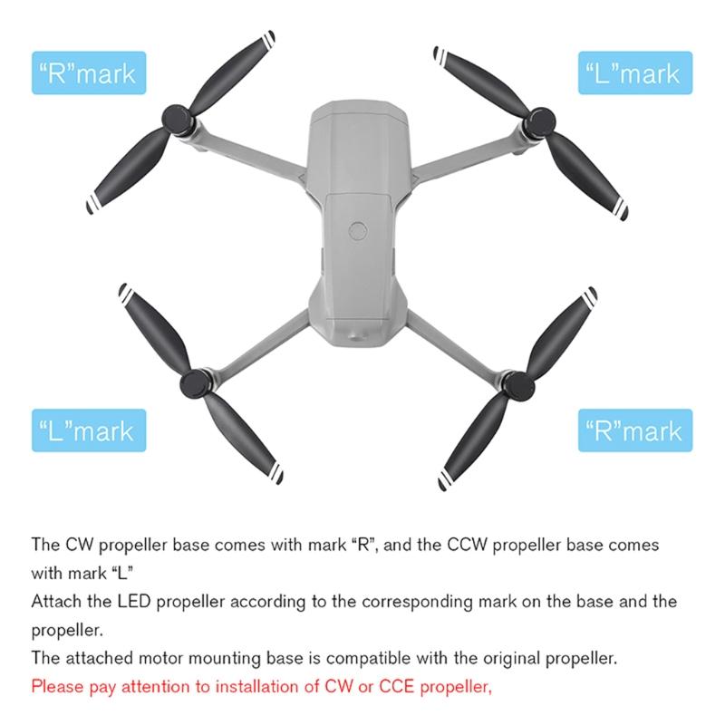 Fall Resistant Rechargeable  LED Light Foldable H Propellers  Hing Vane Fit for  Air 2 Drone