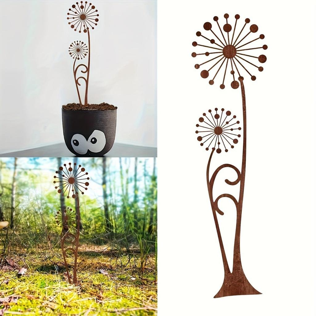 Flower Shaped Metal Patio Pillar Classic Style Natural