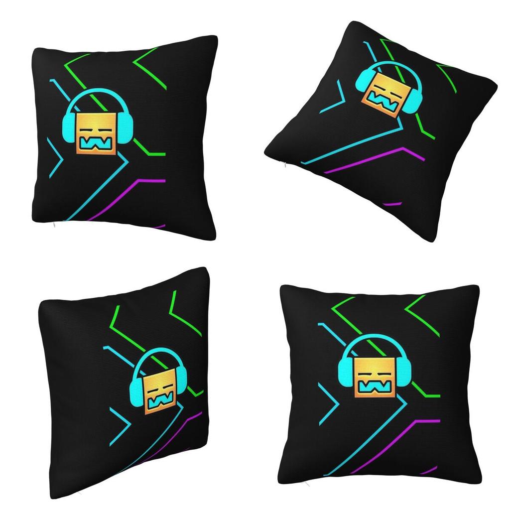 Video Game Geometry Dash Square Pillowcase Cushion Cover Pillow Case Throw Pillow Cover for Home Bedroom Car