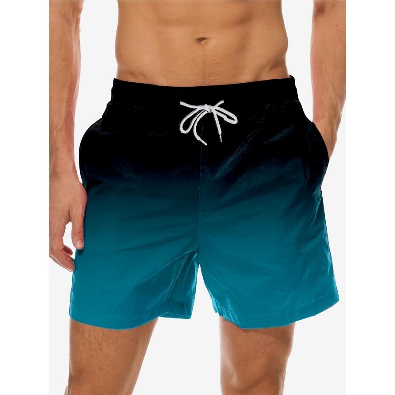 Gradient print men's casual fashion sports shorts loose and comfortable gym men's swimwear beach shorts