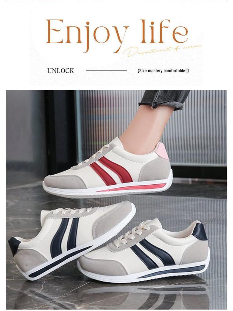 2025 Autumn Women's Lace-up Casual Sneakers: Soft Sole, Non-slip, Versatile Flat Running Shoes for Students