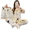 Cute Black Cat Wind Summer Pajamas Women'S Cloud Cotton Short-Sleeved Student Thin Loungewear Three-Piece Set