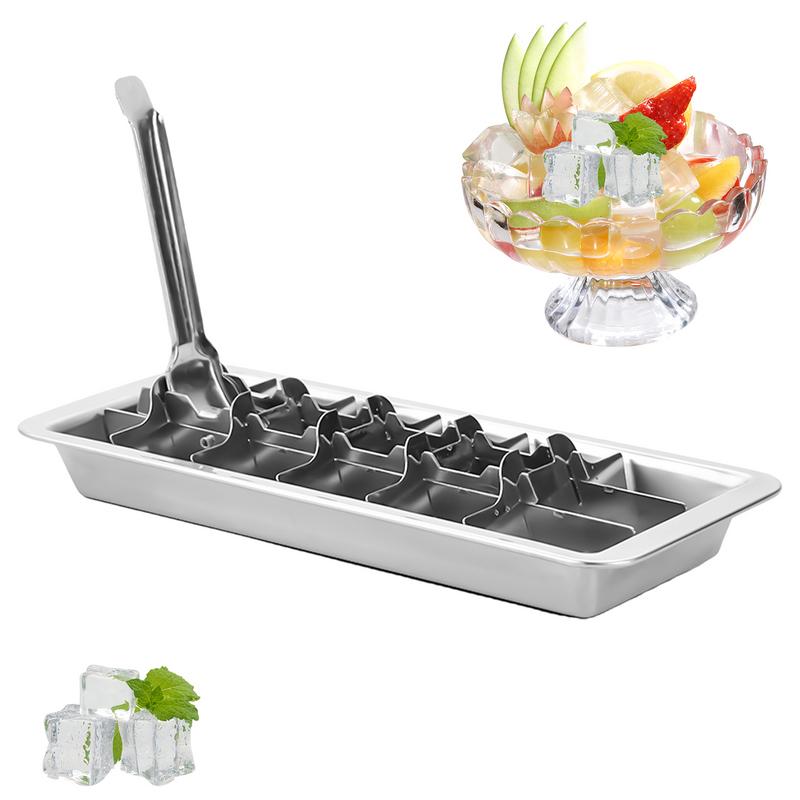 

Stainless Steel Ice Cube Tray Stainless Steel Ice Cube Maker Freezer Square Ice Cube Mold tool Making for Milk and Drink Cooling срібний
