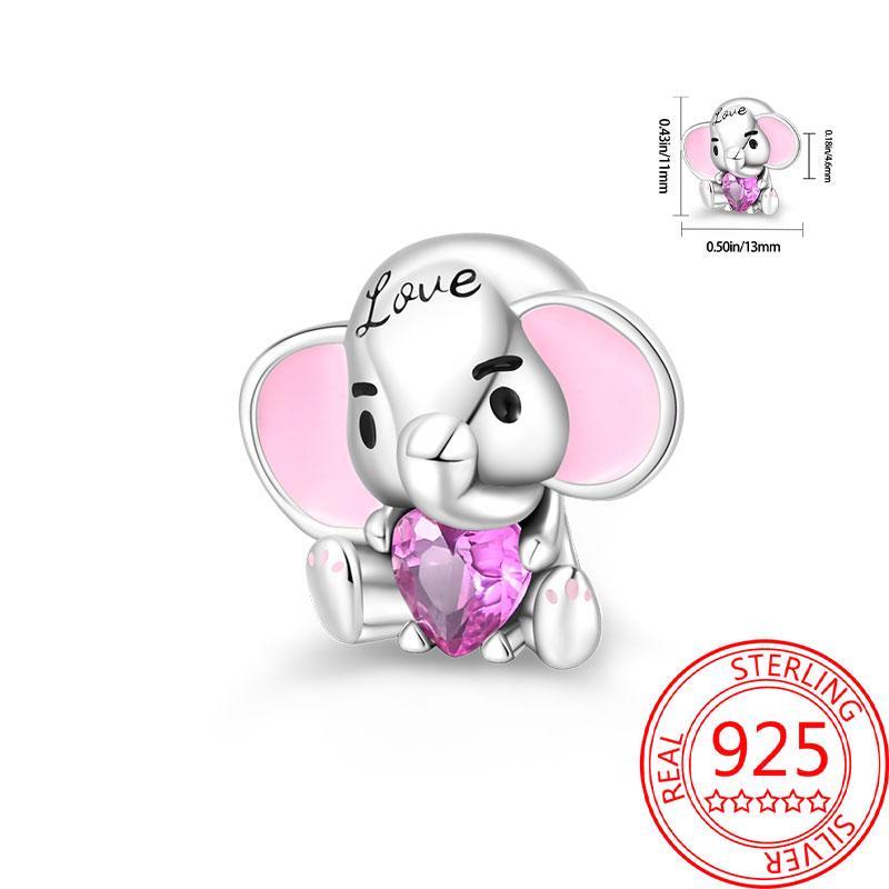Оригинальные медные подвески Роскошные Милые Розовое Сердце Слон Бусины Подходят для Браслета DIY Женские Изготовление Деликатный Подарок