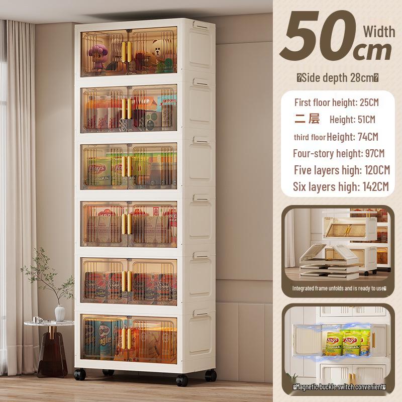 Portable Multi-Layer Folding Storage Cabinet for Kitchen and Living Room