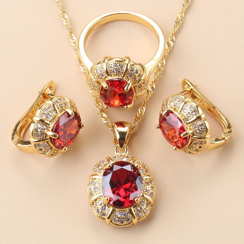 New Fashion Occident Style Black Zircon Luxurious Gold Plated  Necklace Jewelry Sets For Women Clip Earrings And Ring