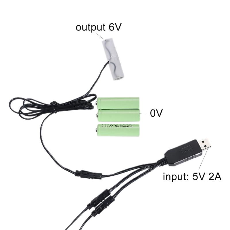 USB/Type C to 3 LR6 AA Battery Eliminator Cable for 2AA battery Powered Radio Gameboy Lamp Remote Control Cordless phone
