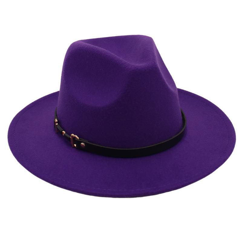 Suit Top Hat American Drama Belt Buckle Jazz Hat Men And Women Felt Hat Woolen Hat Big Brim Fedora Hat Jackson