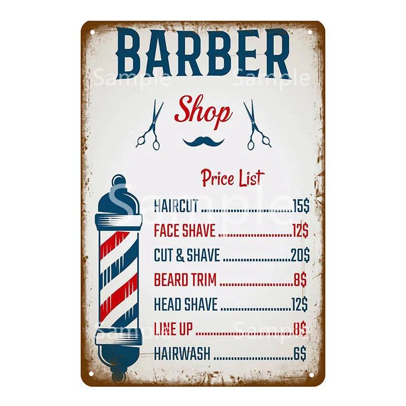Vintage Barber Shop Metal Signs Shaving Hair Cut Poster Cafe Bar Pub Retro Plaque Haircut and Shave Beard Iron Plates YL002