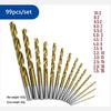 50PCS Titanium-Coated HSS Spiral Drill Bits, 1.0-3.0mm, Round Handle, Straight Shank