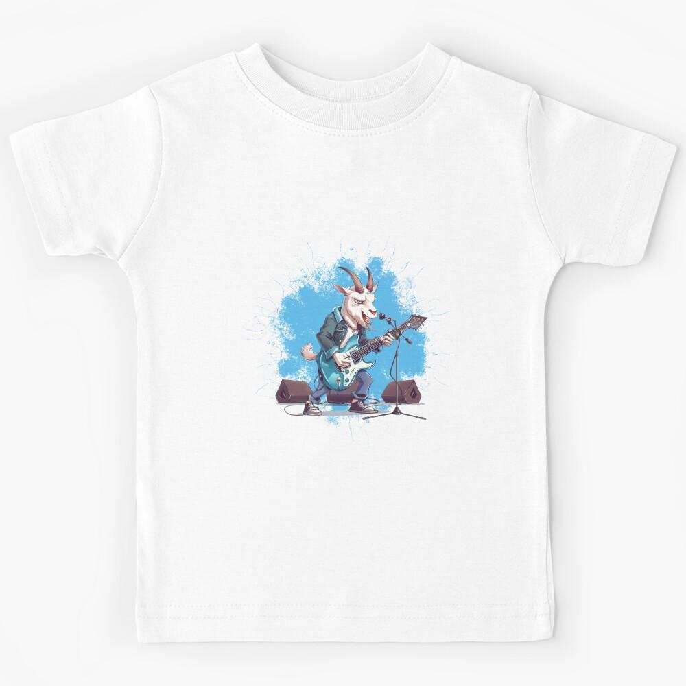 GOATar Goat Playing Electric Guitar Funny Aesthetic  Kids T-Shirt 150