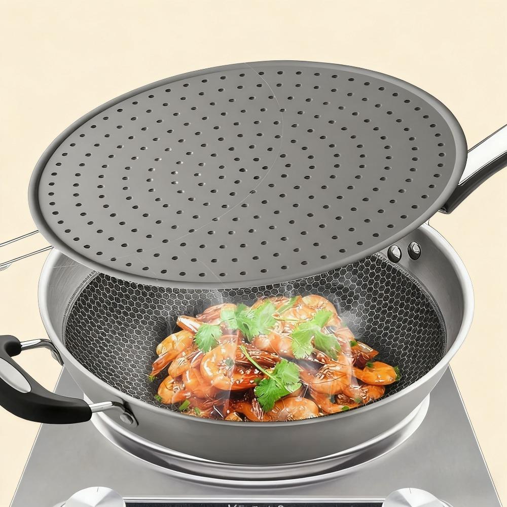 Silicone Splatter Screen Pan Cover Heat Insulation Cooling Mat Strainer Drain Board Oil Splash Guard Heat Resistant Pan Cover