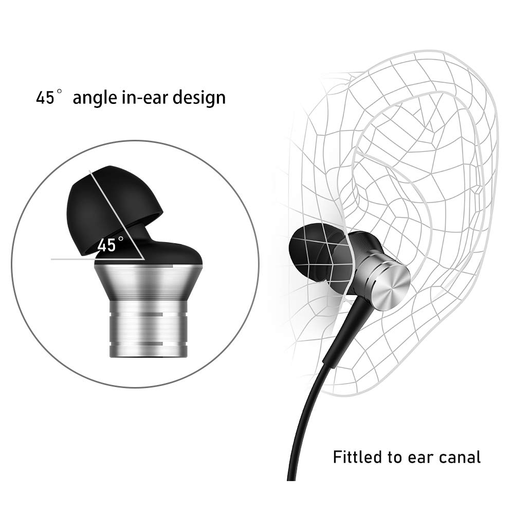 1MORE Wired Piston with Remote Control and 32 Composite E1009 Earphones, Fit, In-Ear Type, Microphone, Hands-Free Calling, Ohm, Diaphragm, (Silver)