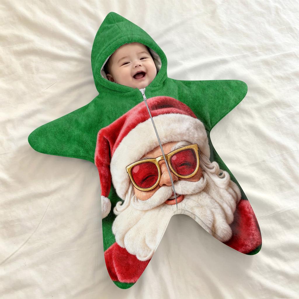 Baby Swaddle Blanket with - Flannel -Startle Wrap for Newborns, Christmas Print Sleep Sack for Boys Girls, Portable Outdoor Swaddle