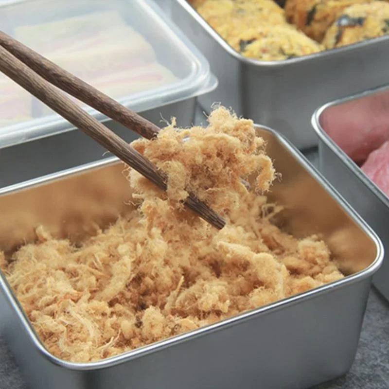 Food Grade Stainless Steel Refrigerator Storage Box Container Ingredients Freezer Storage Household Kitchen Food Sealed Boxs