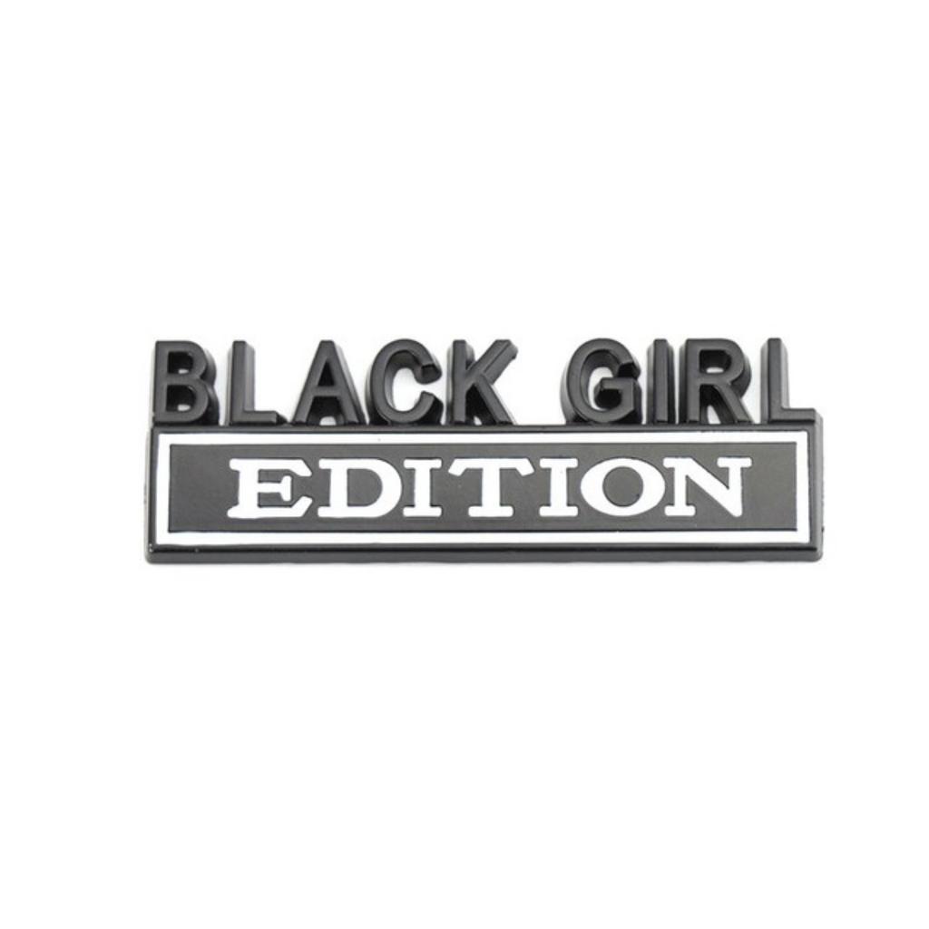1Pc 3D Metal Black Girl Edition Logo Car Front Grille Emblem Badge Rear Trunk Emblem Sticker Decal