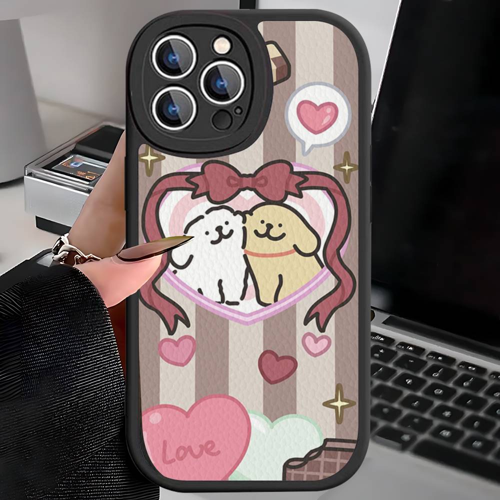 Maltese Cute Line Puppy Dog Phone Case For IPhone 16 15 14 13 12 11 Pro Max Plus Leather Soft Cover