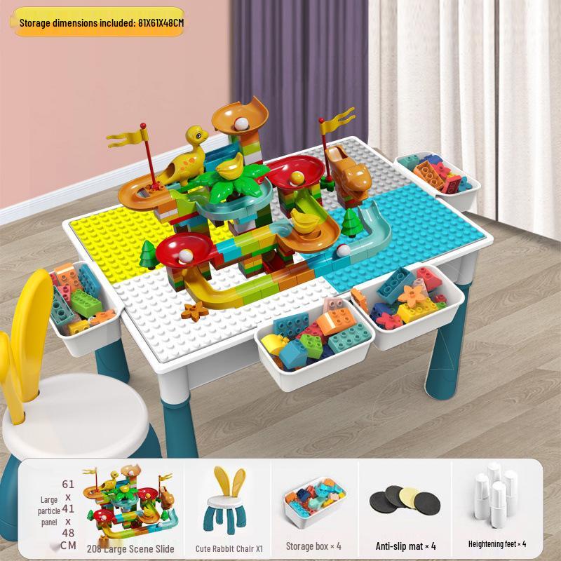 Large Particle Multifunctional Building Blocks Table for Early Education Games
