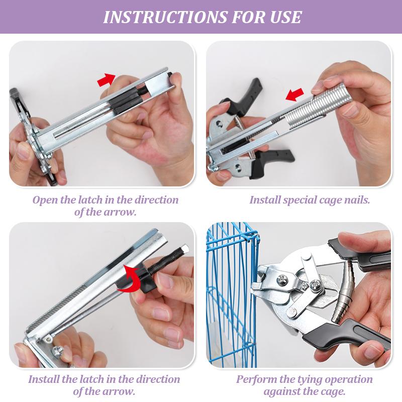 600 Nails Binding Cage Pliers Farm Fastening Clamp Installation Poultry Chicken Rabbit Fox Cage Kit with Tools Set for Poultry