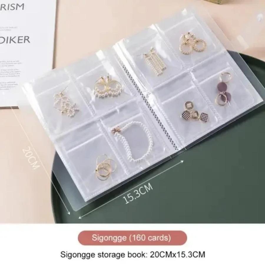 Transparent Jewelry Storage Albums Desktop Drawer Organizer Fashion Necklace Bracelet Ring Dustproof Storage Bag Anti-oxidation