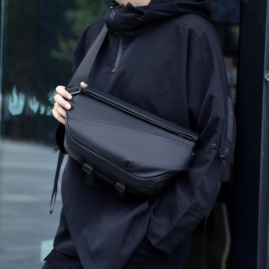 Men Crossbody Bag with Cup Holder Waterproof Chest Bag Magnetic Buckle Sling Bag Shoulder Bag for Commuting Street Travel