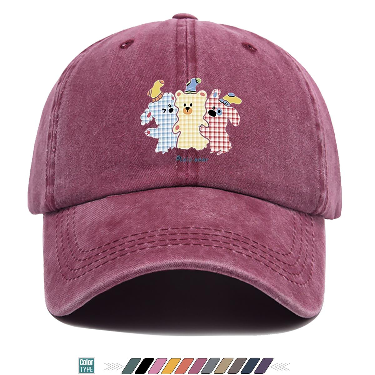 pc Blay Bear Themed Baseball Cap with Three HatWearing Bears Print Fashionable and Cute Cartoon Pattern Comfortable and Brea 1pc