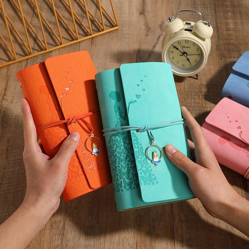 Vintage Stock Notebook Customizable Tied Tri-Fold Notepad Student Notebook Travel Card Cover Stamping Book Origin China