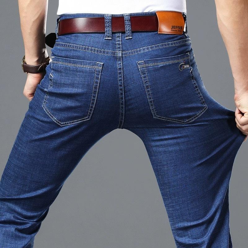 Men'S Jeans Autumn And Winter New Trend Retro Men'S Pants Elastic Straight Leg Pants With Added Fleece And Increased Casual Size