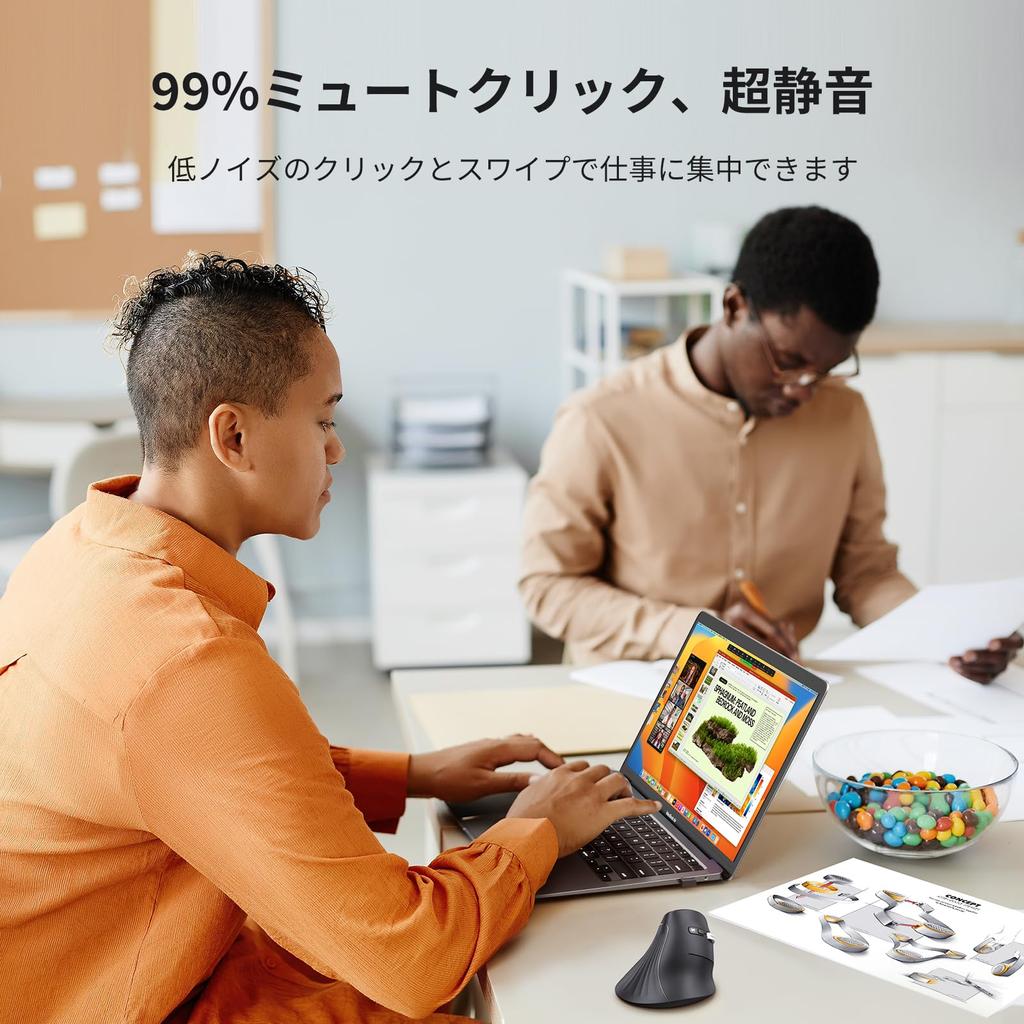 UGREEN Wireless Mouse, Vertical, Quiet, Bluetooth 5.0, 2.4GHz, 6 Buttons, 1000160020004000 DPI, Ergonomic Design, Prevents Mouse Arm Spikes,