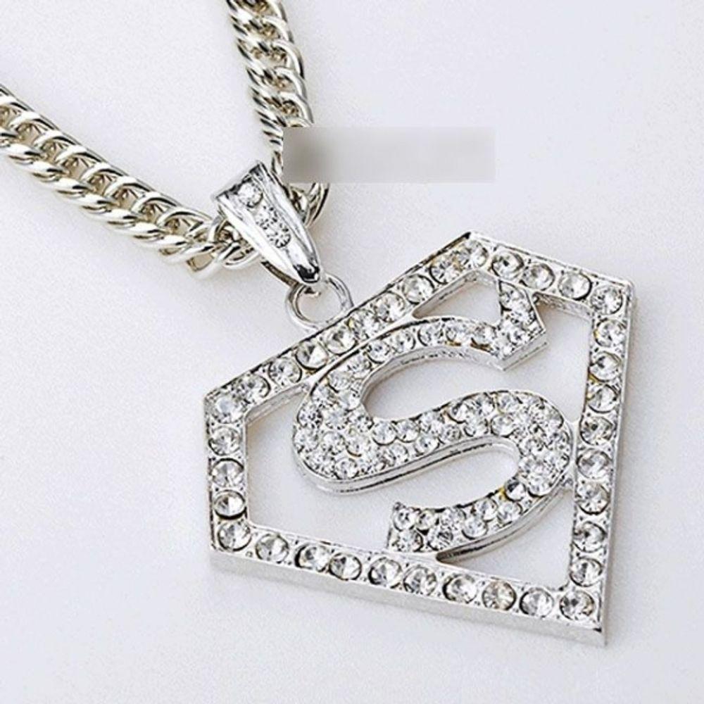 Superman Logo Pendant Chain Necklace - Gold DG