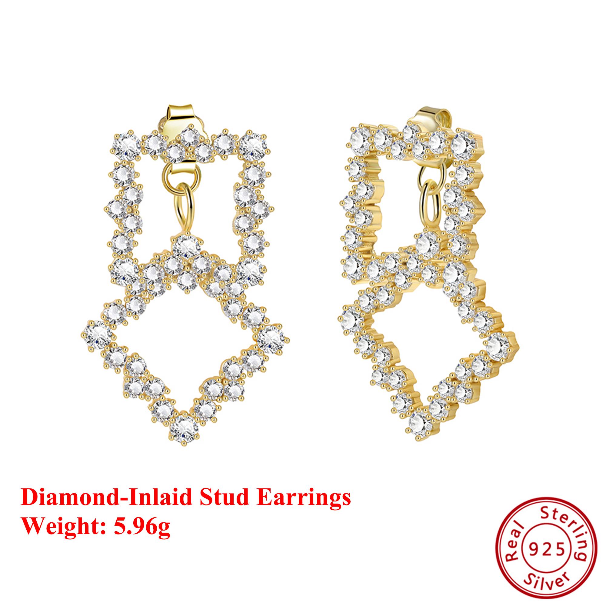 

Effie Queen S925 Silver Stud Earrings Zirconia Inlaid Geometric Style Women s Earrings Celebration Gift 2026 Trend Earring SE415