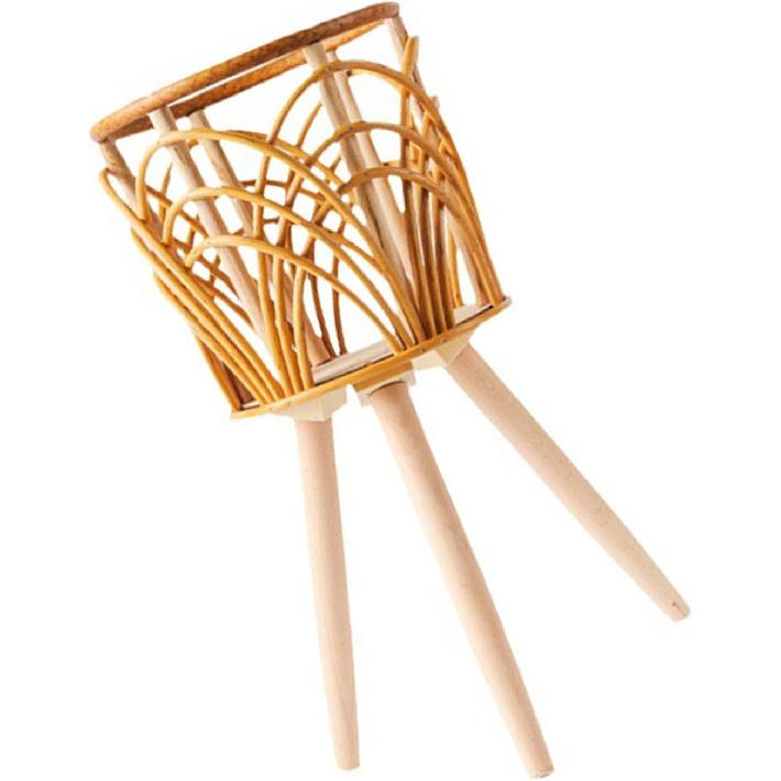 Rattan Plant Stand Woven Plant Stand Wooden Wicker Planter With Wooden Legs Rattan Plant Display Rack Decorations Indoor Flower Holder Handmade Stand