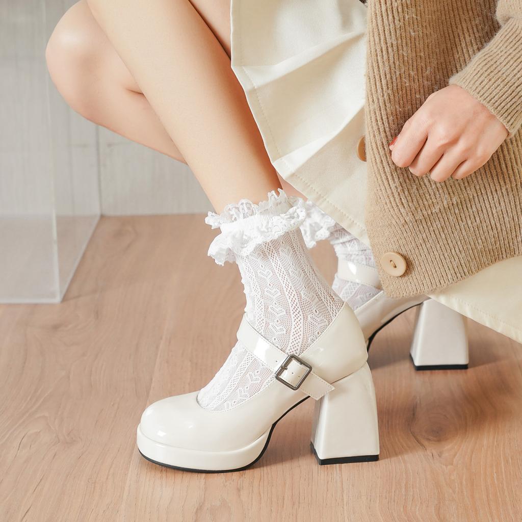 Platform Leather Shoes Women Pumps Casual Oxford Loafers Thick Bottom Ladies High Heel Lolita Shoes Mary Jane Women Moccasins