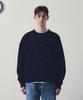 Andagain Minimal Round Neck Pocket Cardigan (Navy