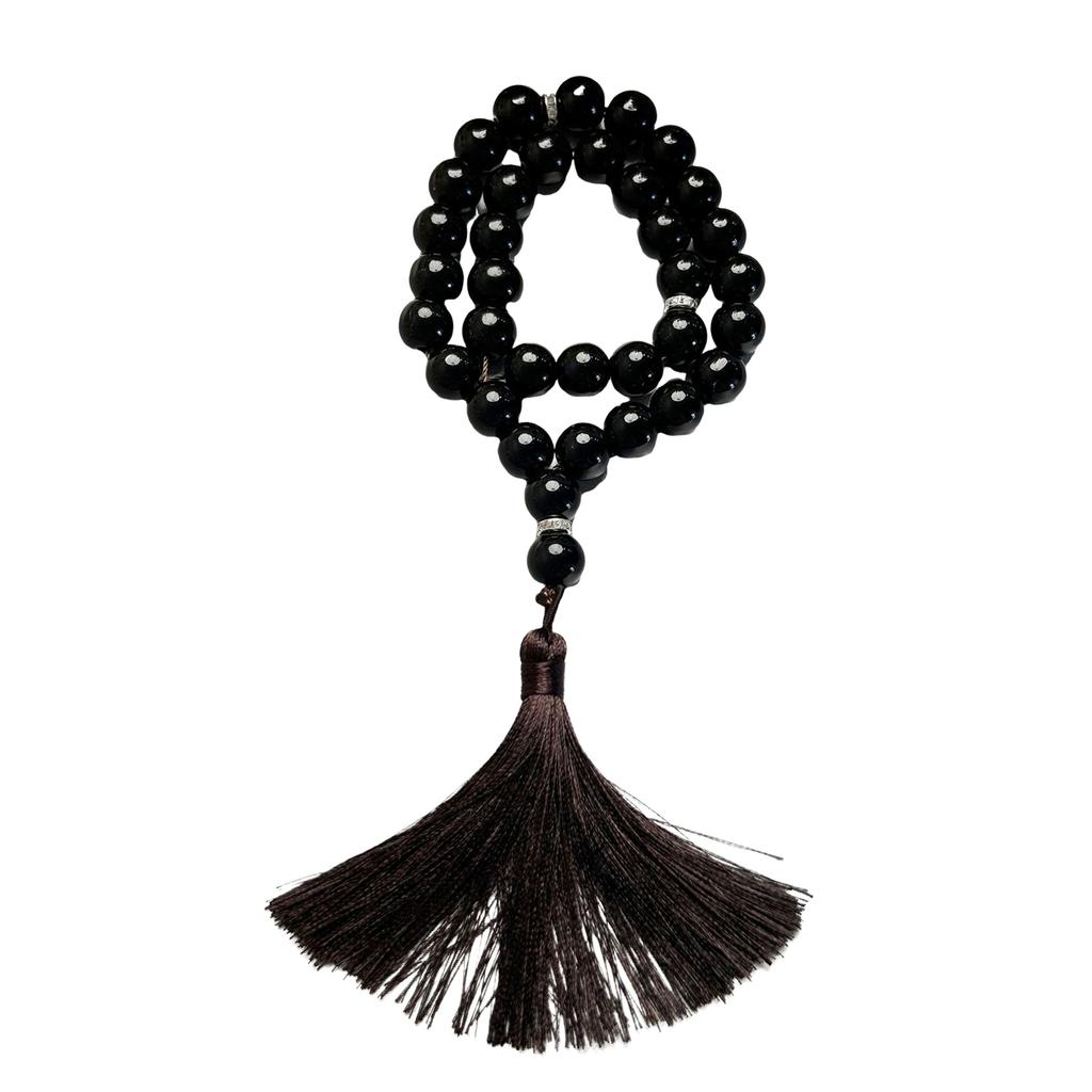 Glass Beads Bracelet Rosary Beads and Fringe Pendants for Prayer Meditations Elegant Glass Grains Rosary Beads