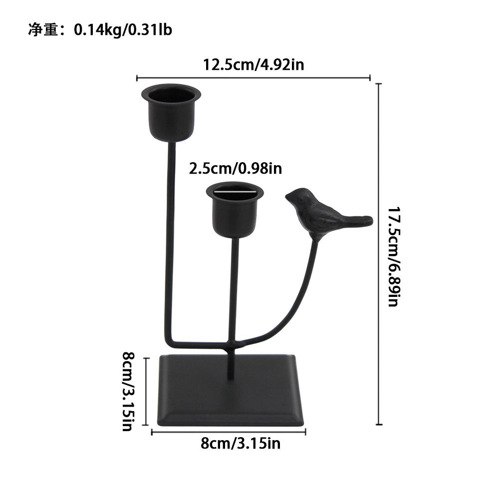 

Bird Accent 2-Arm Metal Candle Holder Minimalist Candelabra for Wedding Reception Dining Table Romantic Home Decor Gift чорний
