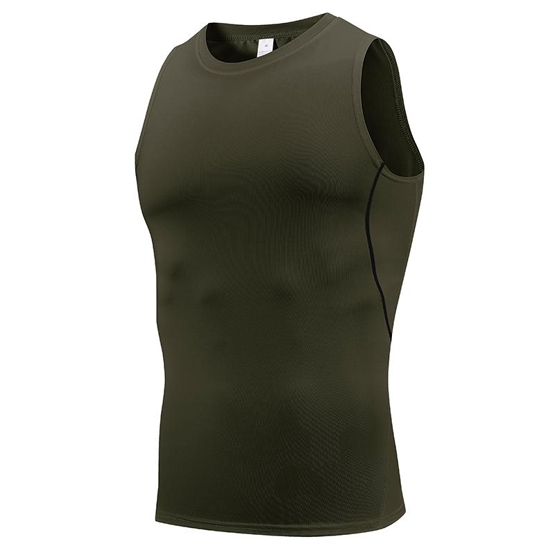 Men's Compression Tank Tops Gym Workout Running Sport Vest Summer Athletic Sleeveless Undershirt Base Layer Quick Dry Stretchy