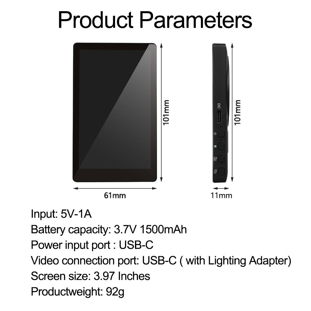 Magnetic Selfie Screen Monitor Portable Display Phone Rear Camera for Selfie Vlog Live for iPhone 16 15 Huawei Xiaomi