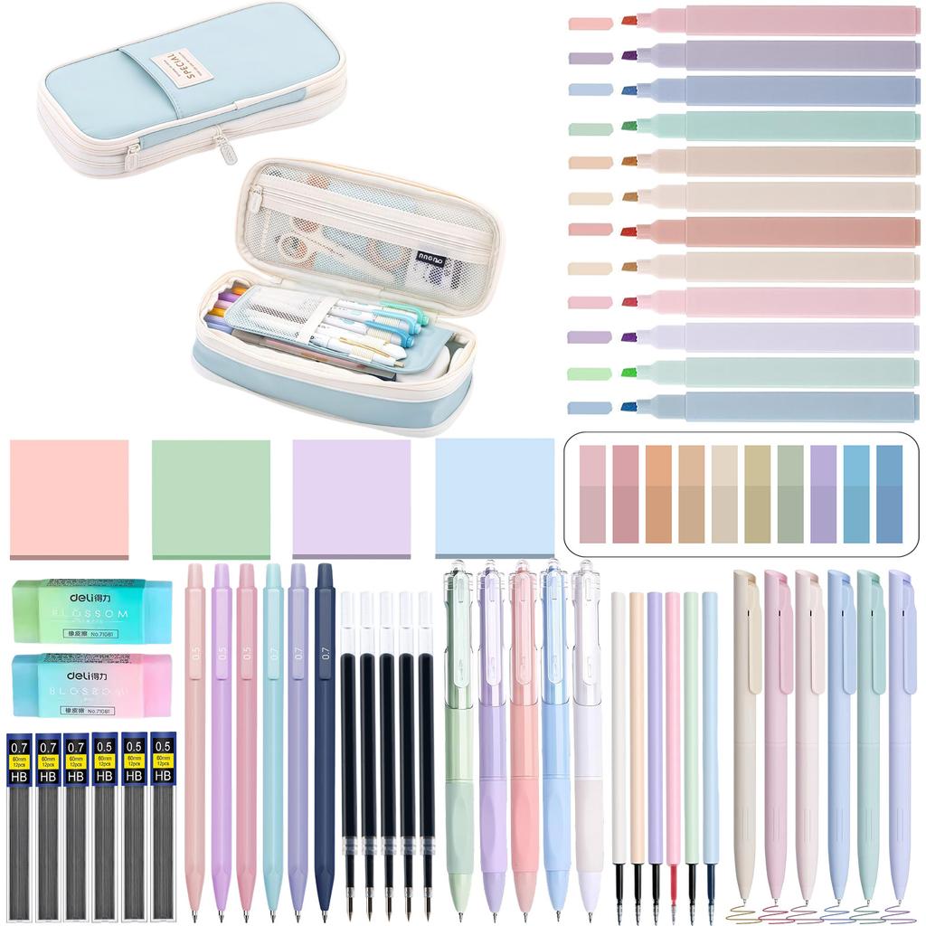 Back to School Stationery Set with High Appearance Pencil Pouch, Elementary Student Reward Gift, Multifunctional Pencil Case Learning Supplies